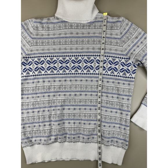LL Bean Women's Fair Isle Cashmere Cotton Blend Sweater M Turtleneck Nordic - Picture 3 of 9